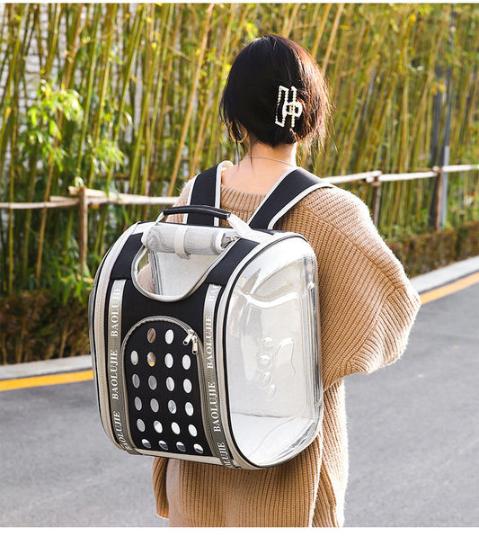 KFX-4868413 Multifunctional Transparent Pet Backpack for Cats and Dogs, Medium Soft Design