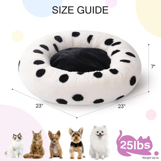 KFX-4870589 Cozy 23 Inch Round Donut Cat Bed with Non-Slip Bottom, Washable Plush Pet Bed for Small Dogs and Cats