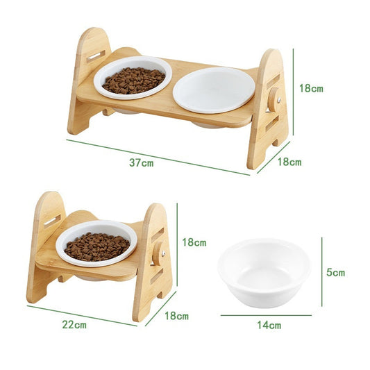 KFX-4883645 Pet Drinking Bowl with Bamboo Stand – Ceramic and Stainless Steel Options