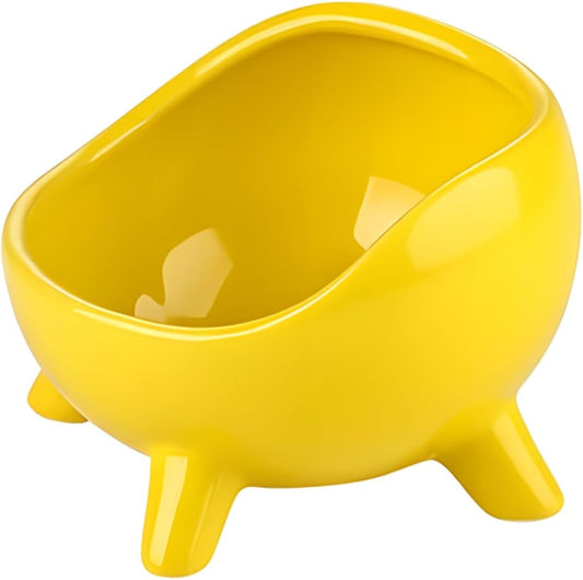 KFX-4884925 Ceramic Cat and Small Dog Food Bowl with Four-Legged Stability and Wide-Mouth Design