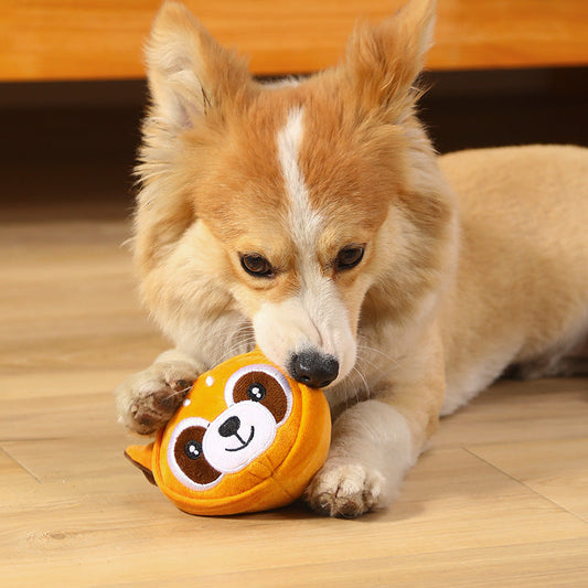 KFX-4898621 Comfortable Plush Teething Toys for Pets - Bite Resistant Animal Design in Various Colors