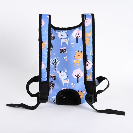 KFX-4901181 Animal Pattern Nylon Pet Backpack - Medium Hardness, Capacity 5, Available in Fawn Blue, Sizes S, M, L