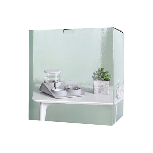 KFX-4908477 Double Bowl Automatic Pet Feeder for Dogs and Cats - Durable PP+PET Material