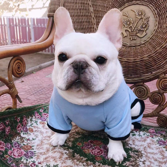 KFX-4911037 Cotton Printed Pajamas for Dogs in Gray, Blue, and Pink Options