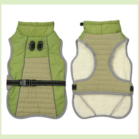 KFX-4914877 Reflective Casual Thickening Pet Clothes in Pink, Gray, and Fruit Green - Sizes XS to 3XL