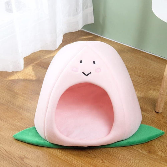 KFX-4917693 Cozy Zongzi Shaped Cat Sofa Bed with Removable Cushion for Small Pets