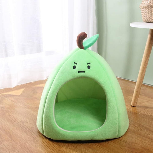 KFX-4917693 Cozy Zongzi Shaped Cat Sofa Bed with Removable Cushion for Small Pets