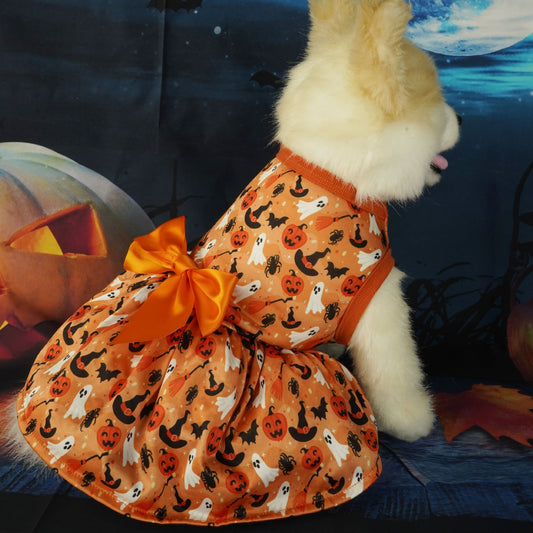 KFX-4917821 Halloween Themed Orange Pet Dress for Small to Extra Large Dogs