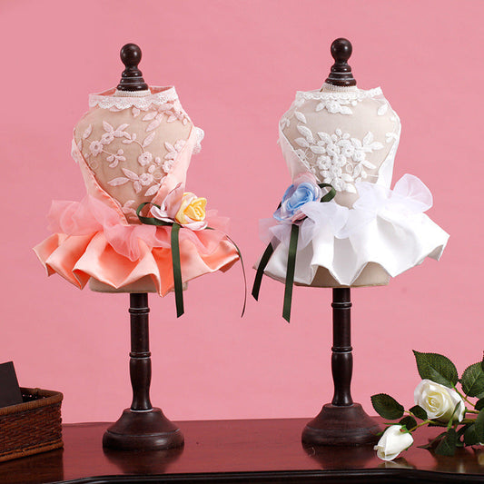 KFX-4918589 Korean Padded Pettiskirt Wedding Dress for Dogs in White, Multiple Sizes Available