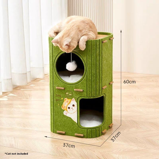 KFX-4926013 Double-Layer Felt Cat Nest and Climbing Frame for Multiple Cats - Polyester Fiber Design