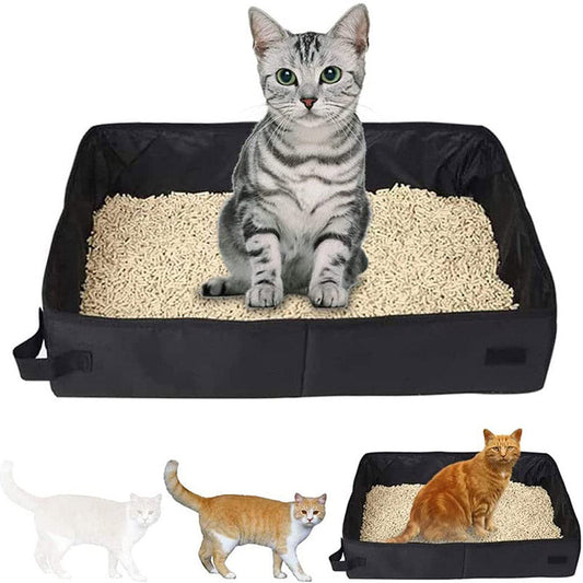 KFX-4935357 Foldable Portable Cat Litter Box in Red and Black – Small and Large Sizes Available