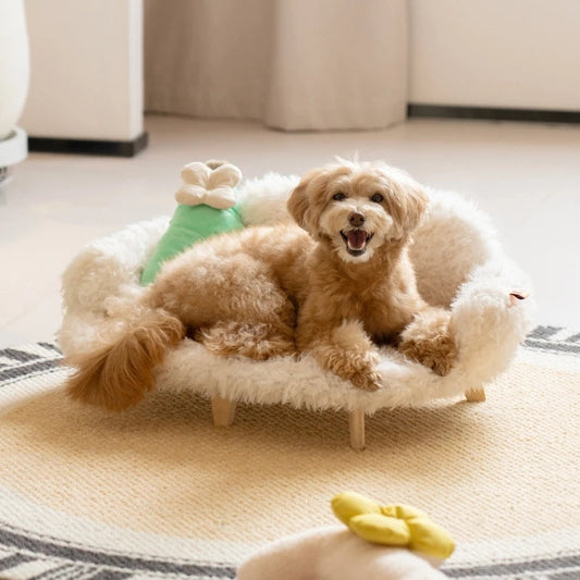 KFX-4936125 Luxury Wooden Pet Bed for Dogs and Cats – Multi-Layer Plywood with Velvet Cushion in Elegant Colors