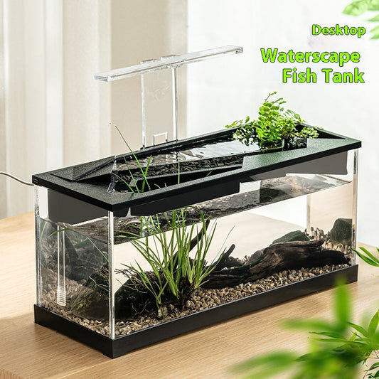 KFX-4952253 Integrated Lazy Aquarium with Acrylic Filter, Water Pump, Lamp, Heating Mat, and External Light