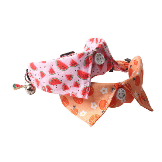 KFX-4960701 Fruit Blossom Series Cat Collar in Various Colors and Patterns, Peach Skin Fabric, 1x28cm
