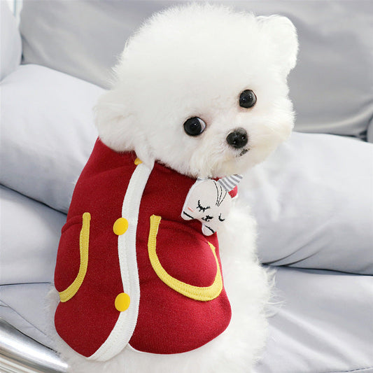 KFX-4965053 Cute Rabbit Cardigan Sweater for Dogs - Cotton Casual Pet Apparel, Sizes S-XXL