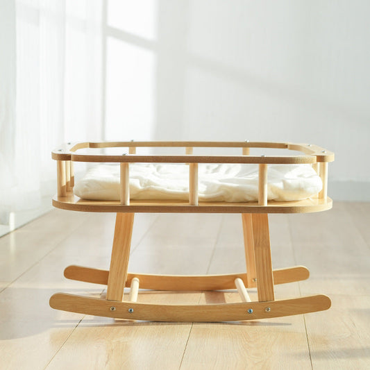 KFX-4977597 Wooden Cat Nest Pet Hammock Swinging Bed - Simple Rocking Design without Cushion
