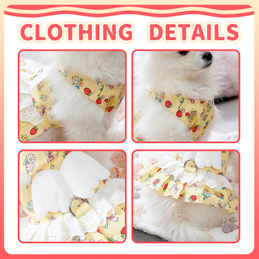 KFX-4988989 Cute Angel Wings Dog Harness Dress and Leash Set for Small Breeds