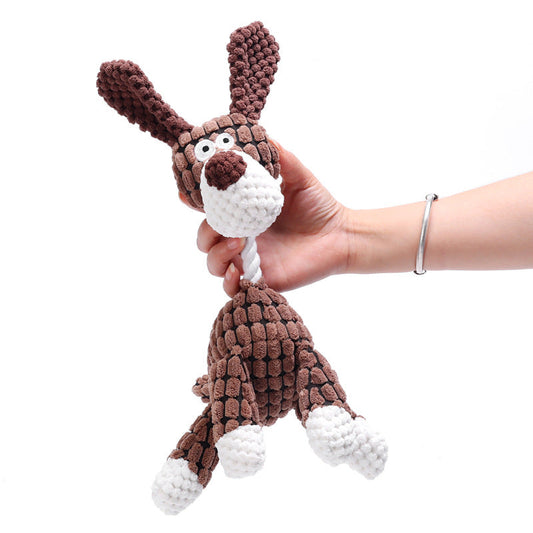 KFX-4991165 Interactive Plush Dog Toy with Squeaker and Teeth Cleaning Features for Small and Large Dogs