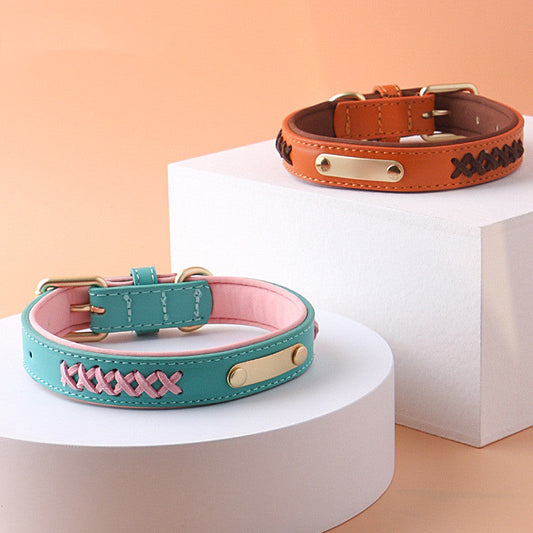 KFX-4993341 Multicolor Adjustable PU Leather Dog Collar for Medium and Large Dogs
