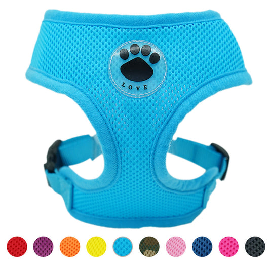 KFX-4996541 Breathable Mesh Dog Harness - Adjustable, Soft Polyester Chest Strap in Multiple Colors and Sizes