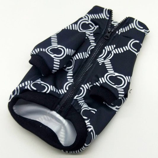 KFX-5005373 Old Flower Print Casual Dog Coat in Black - Multiple Sizes Available