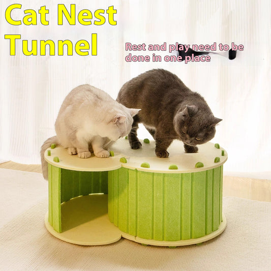KFX-5008957 Foldable Semi-Closed Cat Scratch Board Nest in Light Gray, Sky Blue, Dark Gray, Fluorescent Green, Camel - Medium Hardness Felt