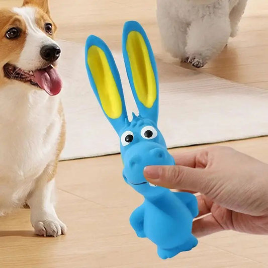 KFX-5017149 Interactive Squeaky Hippo Latex Chew Toy for Dogs and Pets, Soft Crinkle Design