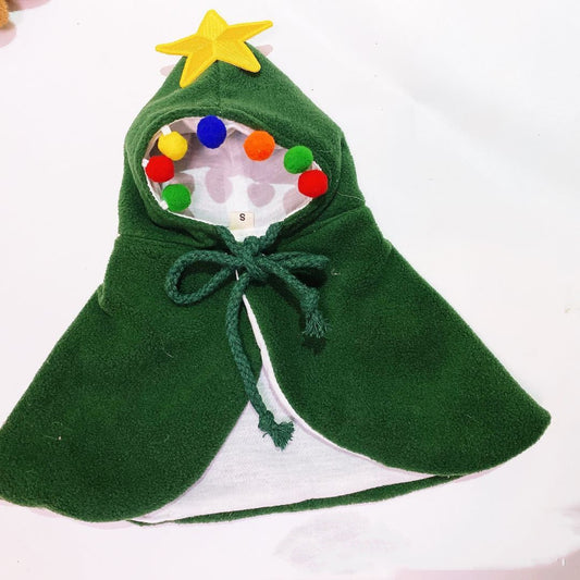 KFX-5019069 Christmas-Themed Shawl Cloak for Small Dogs and Cats - Available in Red, Green, and Elk Print
