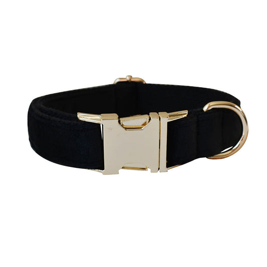 KFX-5031997 Double Layer Microfiber Velvet Collar and Leash Set with Alloy Buckle in Rose Gold