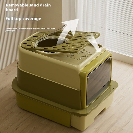 KFX-5039805 Extra Large Closed Cat Litter Box with Folding Design and Deodorizing Bag - Multiple Colors Available