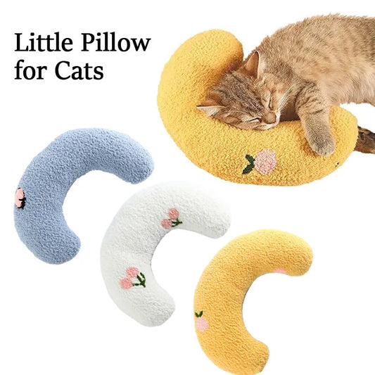 KFX-5048125 Cozy U-Shaped Sleep Pillow for Cats and Small Dogs - Soft Faux Fur Headrest for Calming Comfort