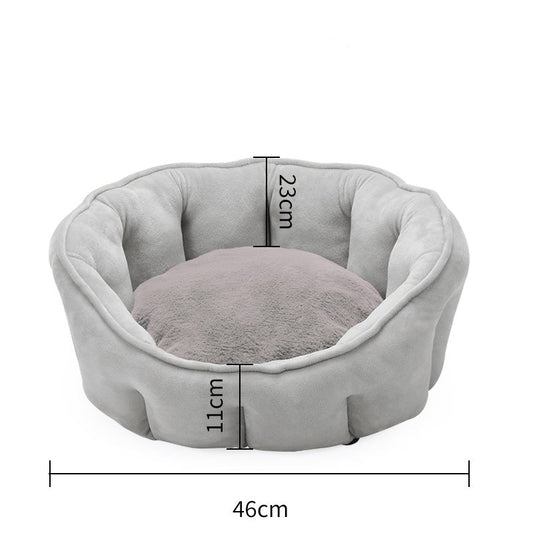 KFX-5051325 Warm Plush Cat Kennel Bed with Hammock and Soft Mat, 46x46x23cm