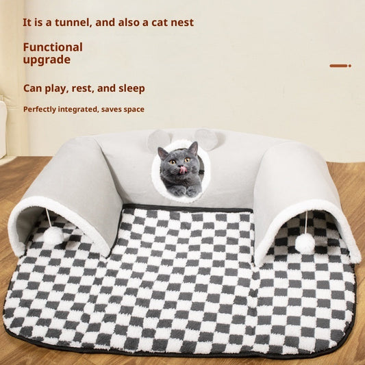 KFX-5057085 U-Shaped Cat Tunnel with Removable and Washable Cloth Cover, Available in Multiple Sizes