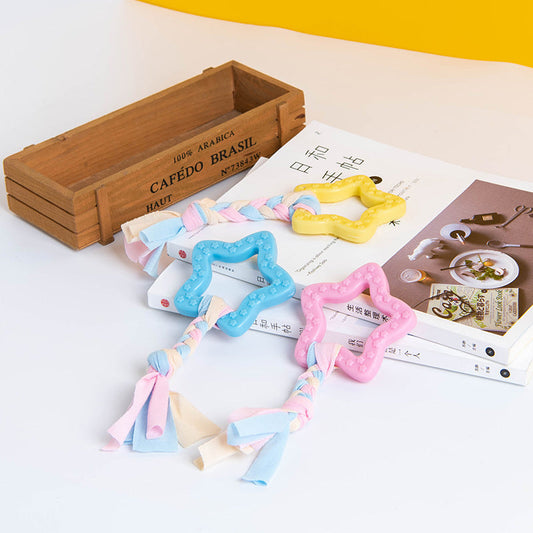 KFX-5057853 Multicolor TPR Knot Toy for Dogs and Cats - Durable Dental Chew Toy