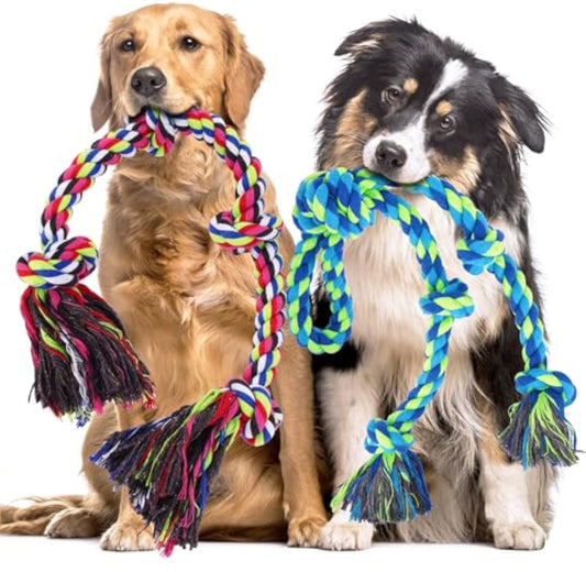 KFX-5082685 Durable Cotton Rope Toy for Dogs - Ideal for Tug of War, Chewing, and Interactive Play