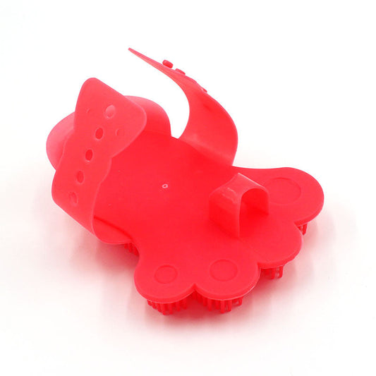KFX-5085629 Foot-Shaped Rubber Pet Bathing and Massage Brush in Red, Blue, and White