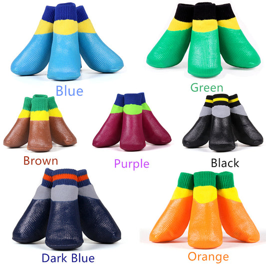 KFX-5086653 Waterproof Nonslip Dog Booties with Rubber Sole - 4PCS Pet Paw Protectors for Outdoor Activities