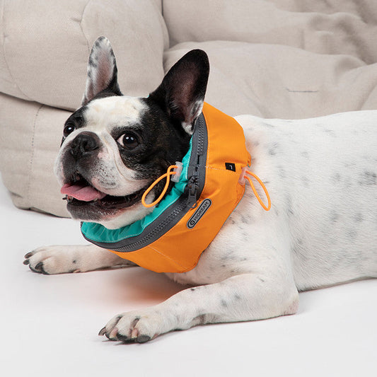 KFX-5087421 Cooling Scarf for Dogs - Adjustable Polyester, Three-Layer Design, up to 2 Hours Refrigeration in Green and Orange