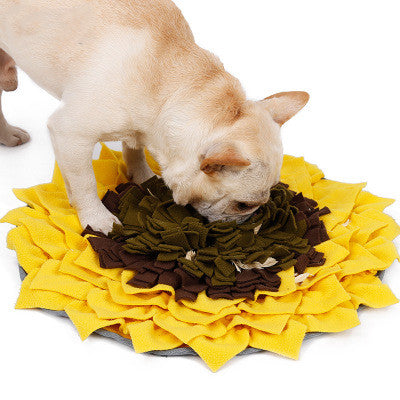 KFX-5097405 Sunflower Sniffing Pad for Dogs - Anti-Mite Puzzle Feeding Mat with Soft Fleece and Non-Slip Base, 48x48cm