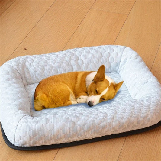 KFX-5099581 Cooling Cat Bed Cushion for Dogs and Puppies - Breathable Square Sleep Mat in Green