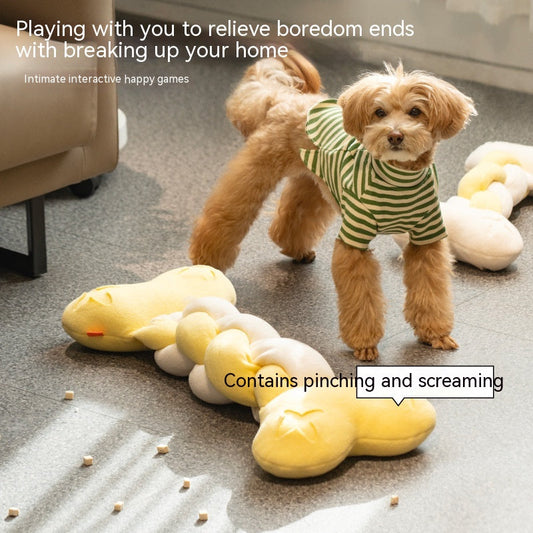 KFX-5102141 Twist Bone Plush Dog Toy - Bite-Resistant and Scented, Available in Small and Plus Size
