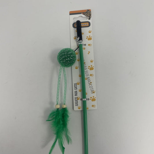 KFX-5111869 Feathered Cat Teaser with Small Ball for Interactive Play