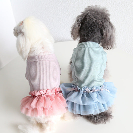 KFX-5117373 Casual Powder Blue Wool Bottoming Skirt for Pets - Comfortable and Versatile