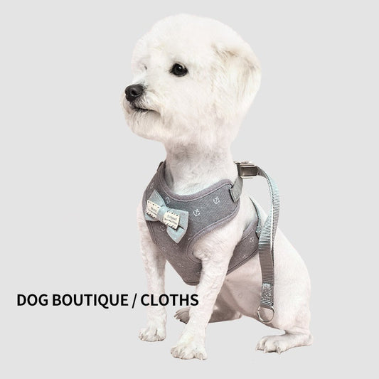 KFX-5127613 Adjustable Small Dog Chest Harness with Tow Rope - Cotton Mesh Fabric in 4 Colors