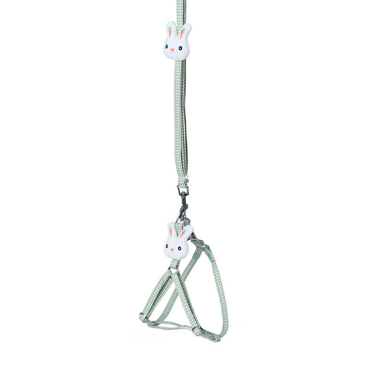 KFX-5129789 Houndstooth Rabbit Design Chest Strap for Small Dogs with Polyester Traction Rope