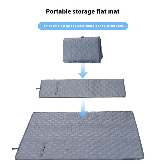 KFX-5130173 Universal Portable Pet Mat for Dogs and Cats - Waterproof Double-Sided Fabric in Grey and Apricot