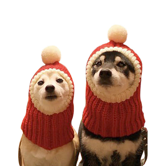 KFX-5138237 Dog Headgear for Halloween and Christmas - Casual Wool Tie-Dye Style in Red, Available in S, M, L