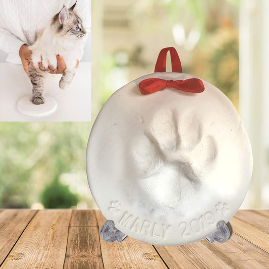KFX-5141309 Pet Paw Print Ink Pad Set for Cats and Dogs - Includes 2 Ink Pads, Mold, Ribbon, and Text Printing Plate