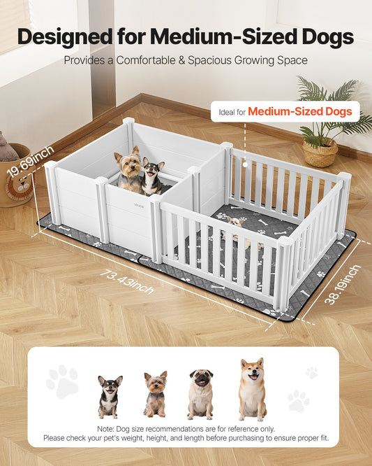 KFX-5143485 Adjustable Whelping Pen for Medium Dogs - 73x38x19.7 in, Waterproof PVC with Adjustable Door Height