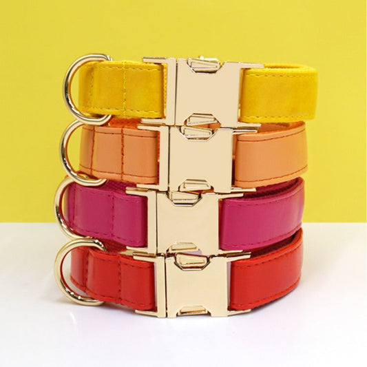 KFX-5147581 Colorful Leather Pet Collars in Multiple Sizes and Styles for Dogs